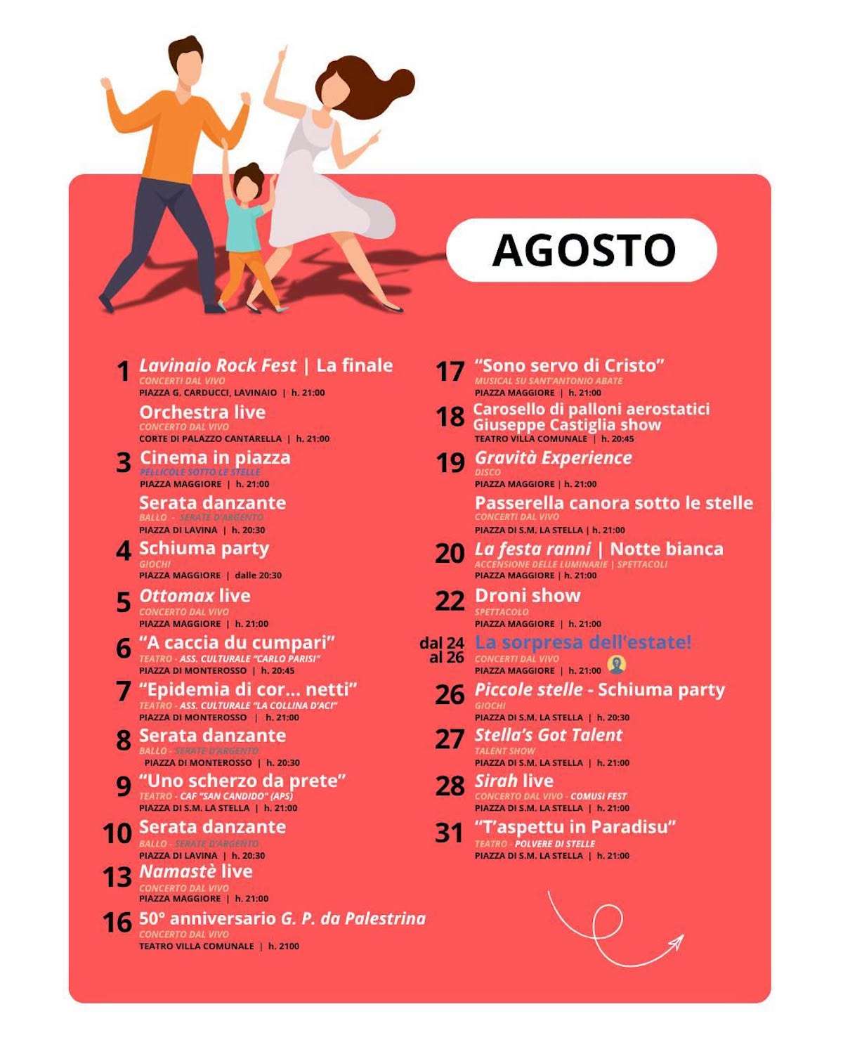 Programma Estate Aci Sant’Antonio Agosto 2026 Programma Estate Aci Sant’Antonio Agosto 2026 con eventi, spettacoli e manifestazioni estive