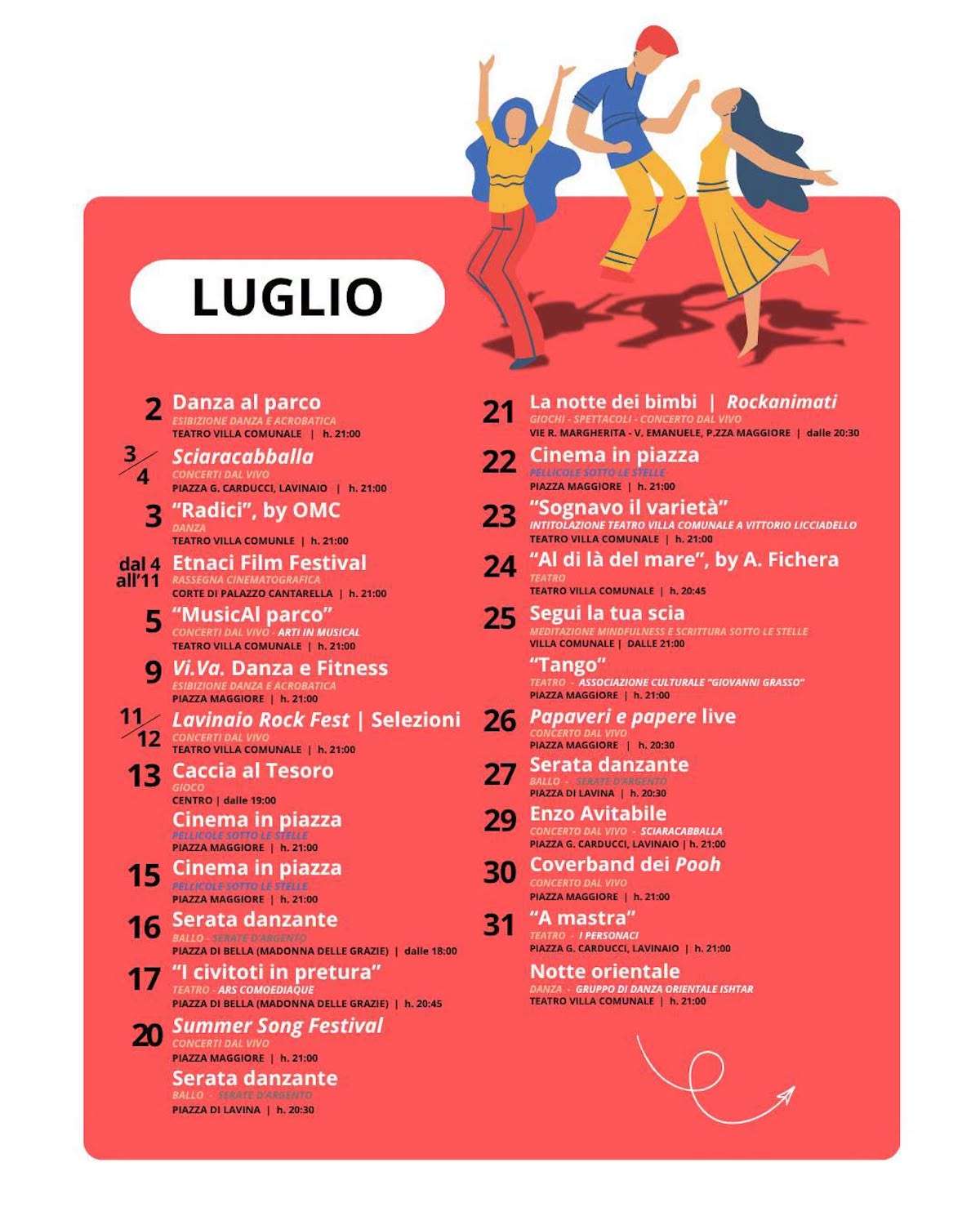Programma Estate Aci Sant’Antonio Luglio 2026 Programma Estate Aci Sant’Antonio Luglio 2026 con eventi, spettacoli e manifestazioni estive