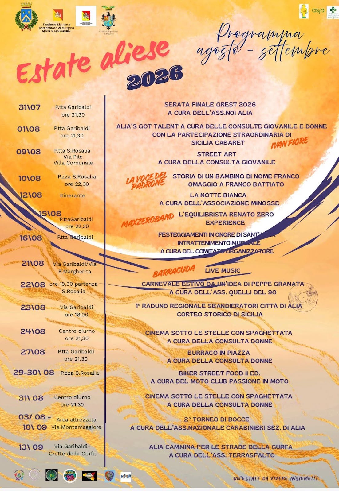 Programma Estate Alia 2026 Programma Estate Alia 2026 con eventi, spettacoli e manifestazioni estive