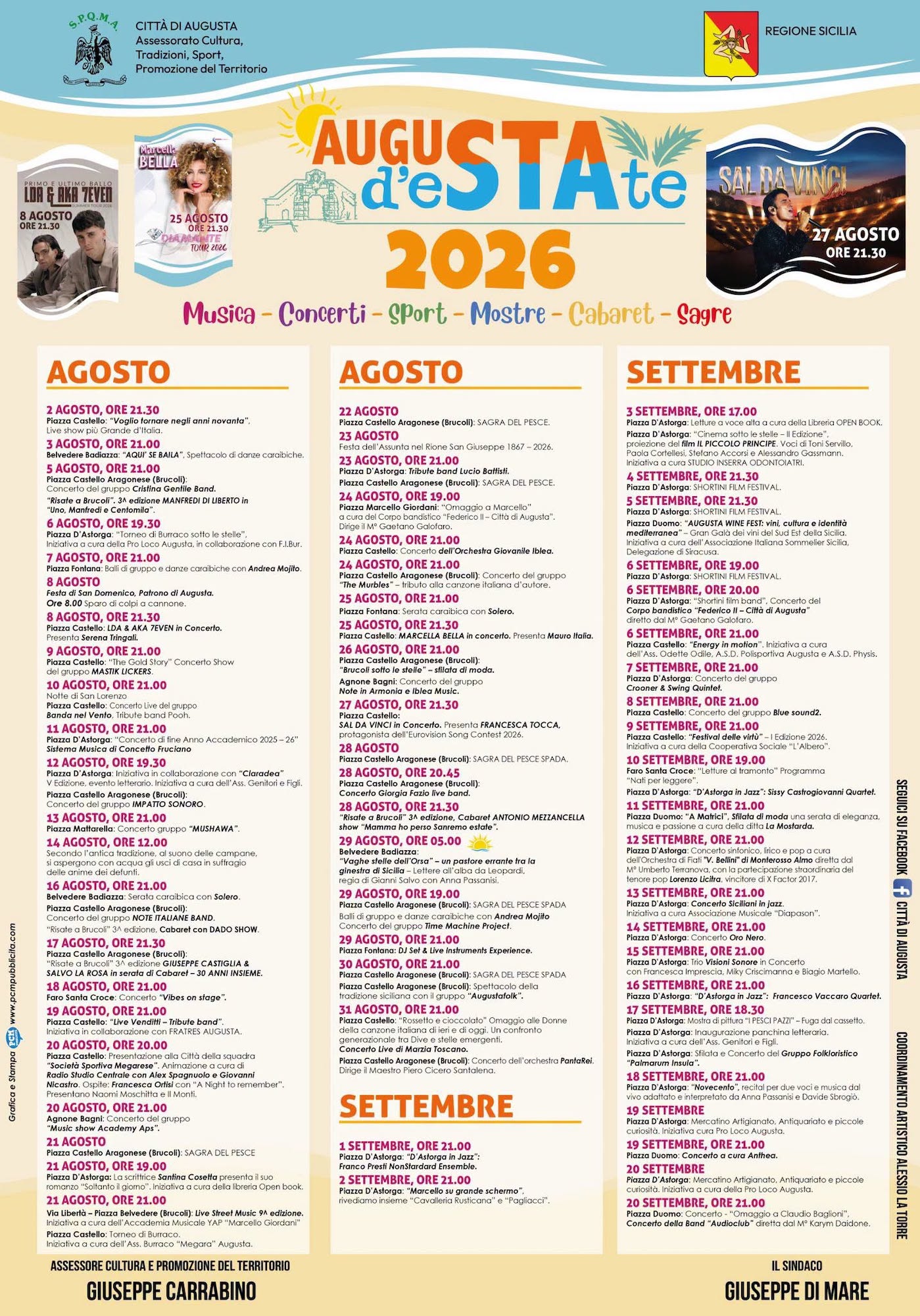 Programma Estate Augusta 2026 Programma Estate Augusta 2026 con eventi, spettacoli e manifestazioni estive