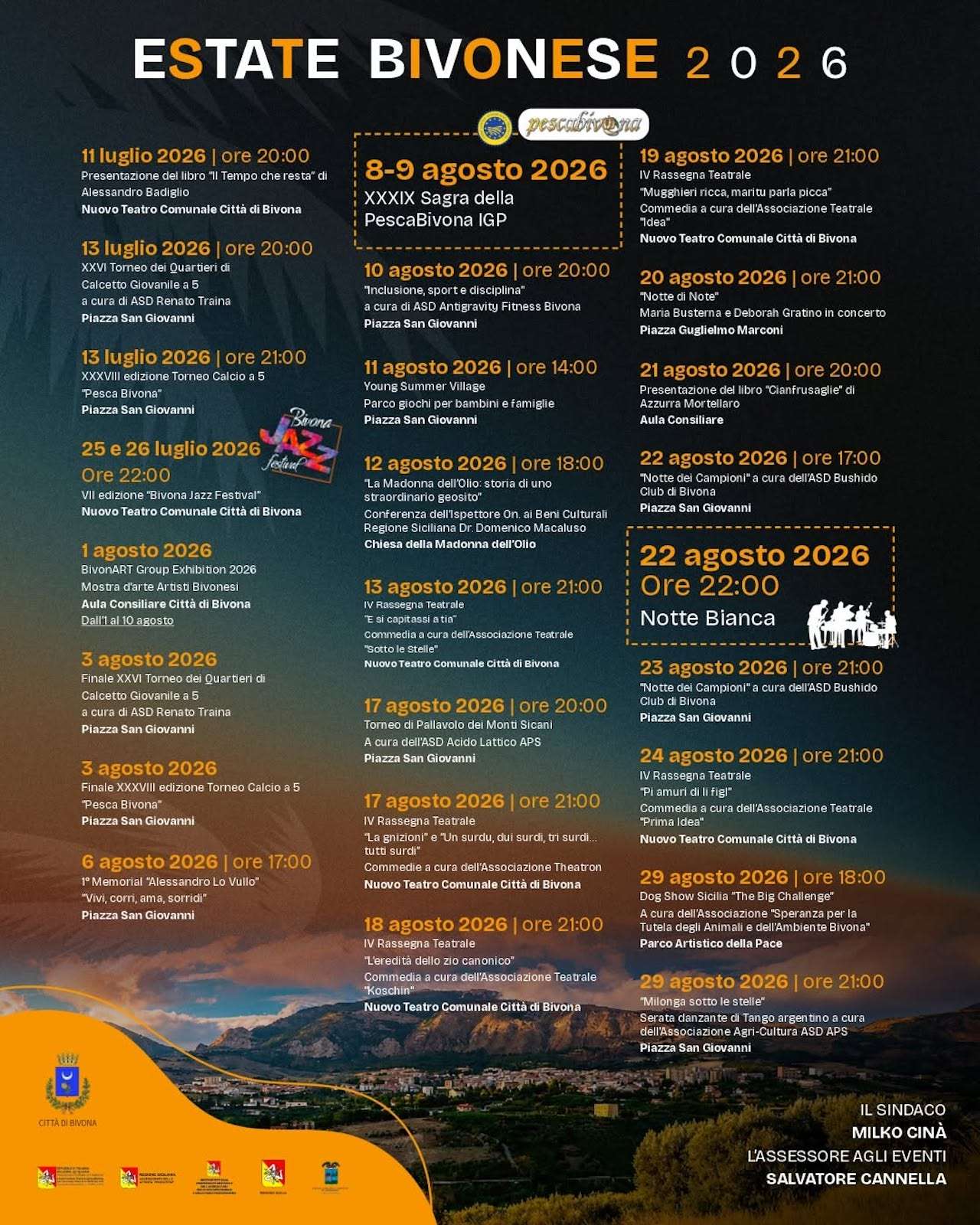 Programma Estate Bivona 2026 Programma Estate Bivona 2026 con eventi, spettacoli e manifestazioni estive