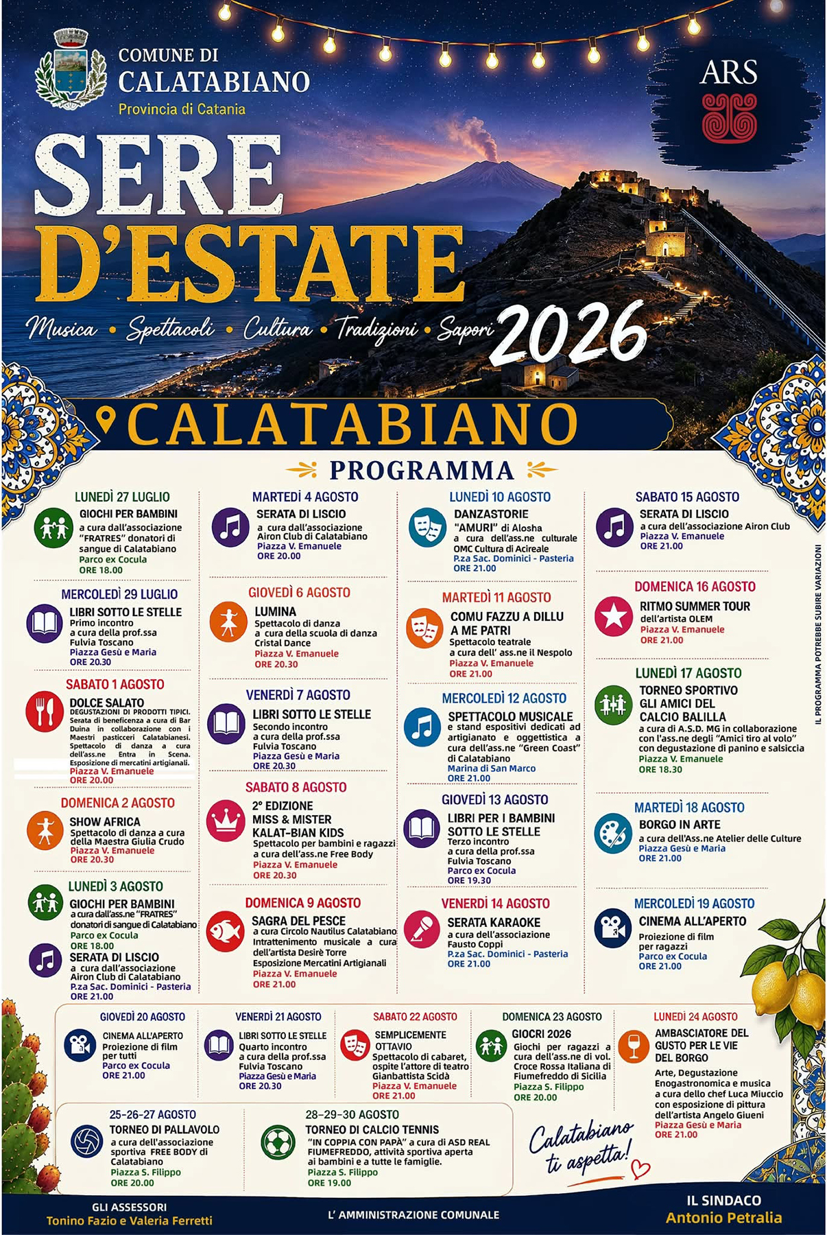 Programma Estate Calatabiano 2026 Programma Estate Calatabiano 2026 con eventi, spettacoli e manifestazioni estive