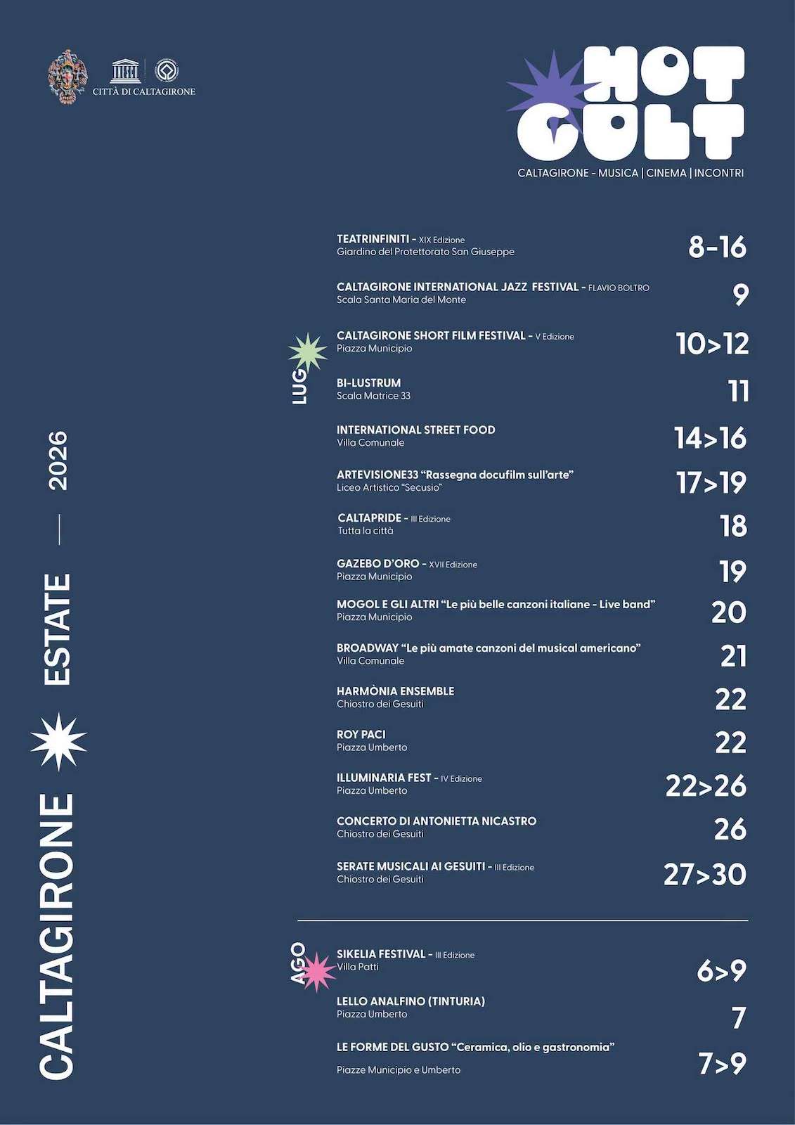 Programma Estate Caltagirone Luglio 2026 Programma Estate Caltagirone Luglio 2026 con eventi, spettacoli e manifestazioni estive