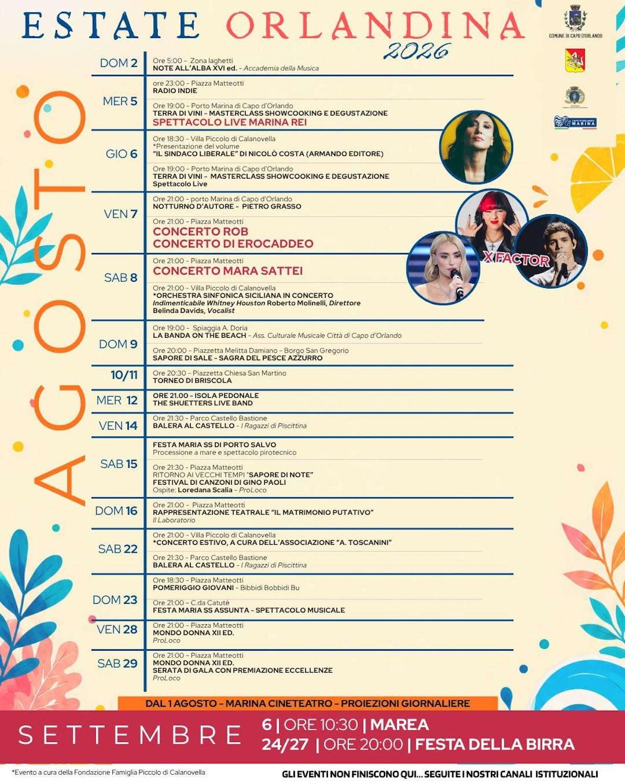 Programma Estate Capo d’Orlando 2026 Programma Estate Orlandina 2026 con eventi, spettacoli e manifestazioni estive
