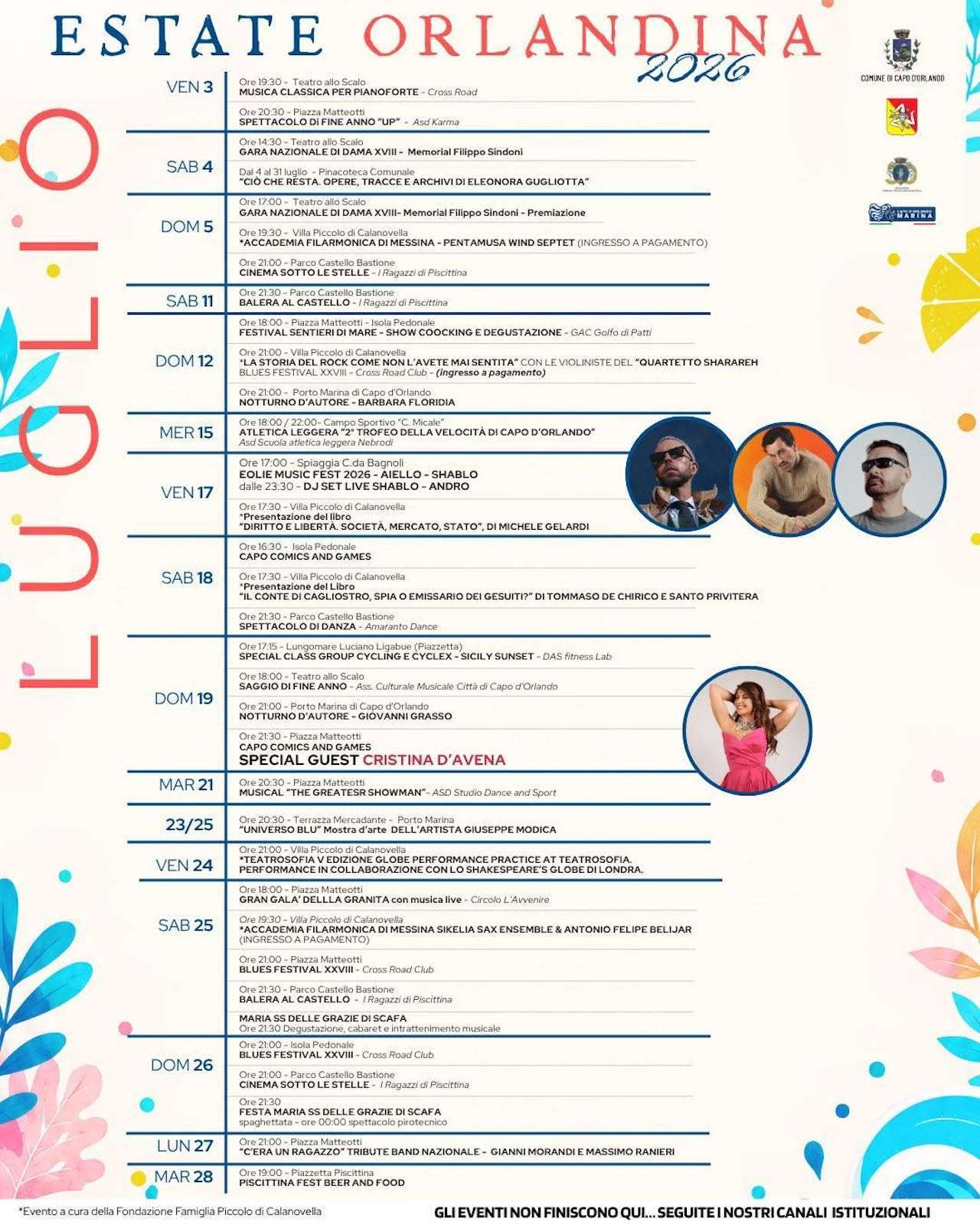 Programma Estate Capo d’Orlando 2026 Programma Estate Capo d’Orlando 2026 con eventi, spettacoli e manifestazioni estive