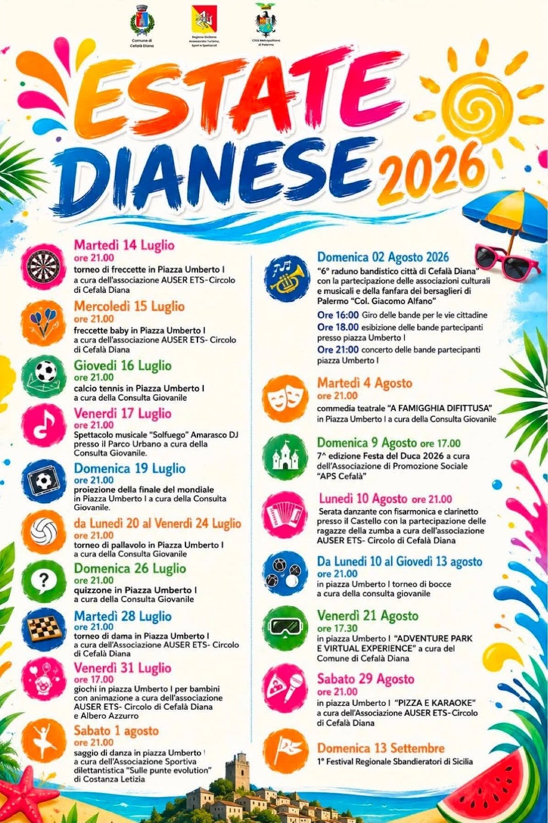 Programma Estate Cefalà Diana 2026 Programma Estate Cefalà Diana 2026 con eventi, spettacoli e manifestazioni estive