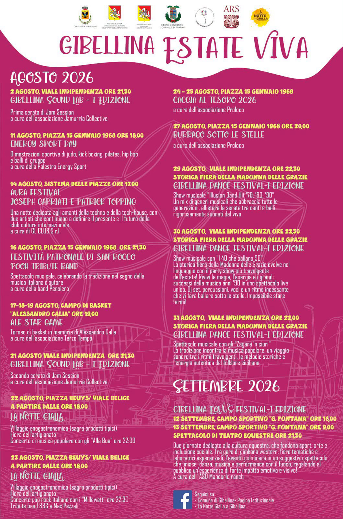Programma Estate Gibellina 2026 Programma Estate Gibellina 2026 con eventi, spettacoli e manifestazioni estive