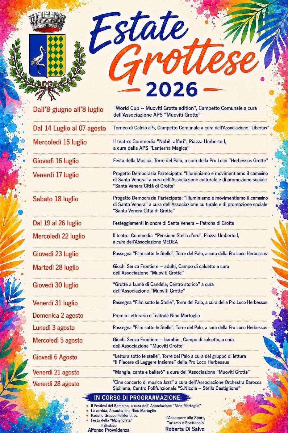 Programma Estate Grotte 2026 Programma Estate Grotte 2026 con eventi, spettacoli e manifestazioni estive