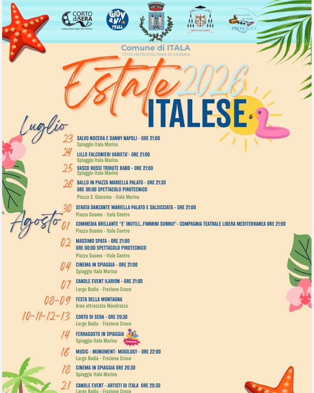 Programma Estate Itala 2026 Programma Estate Itala 2026 con eventi, spettacoli e manifestazioni estive