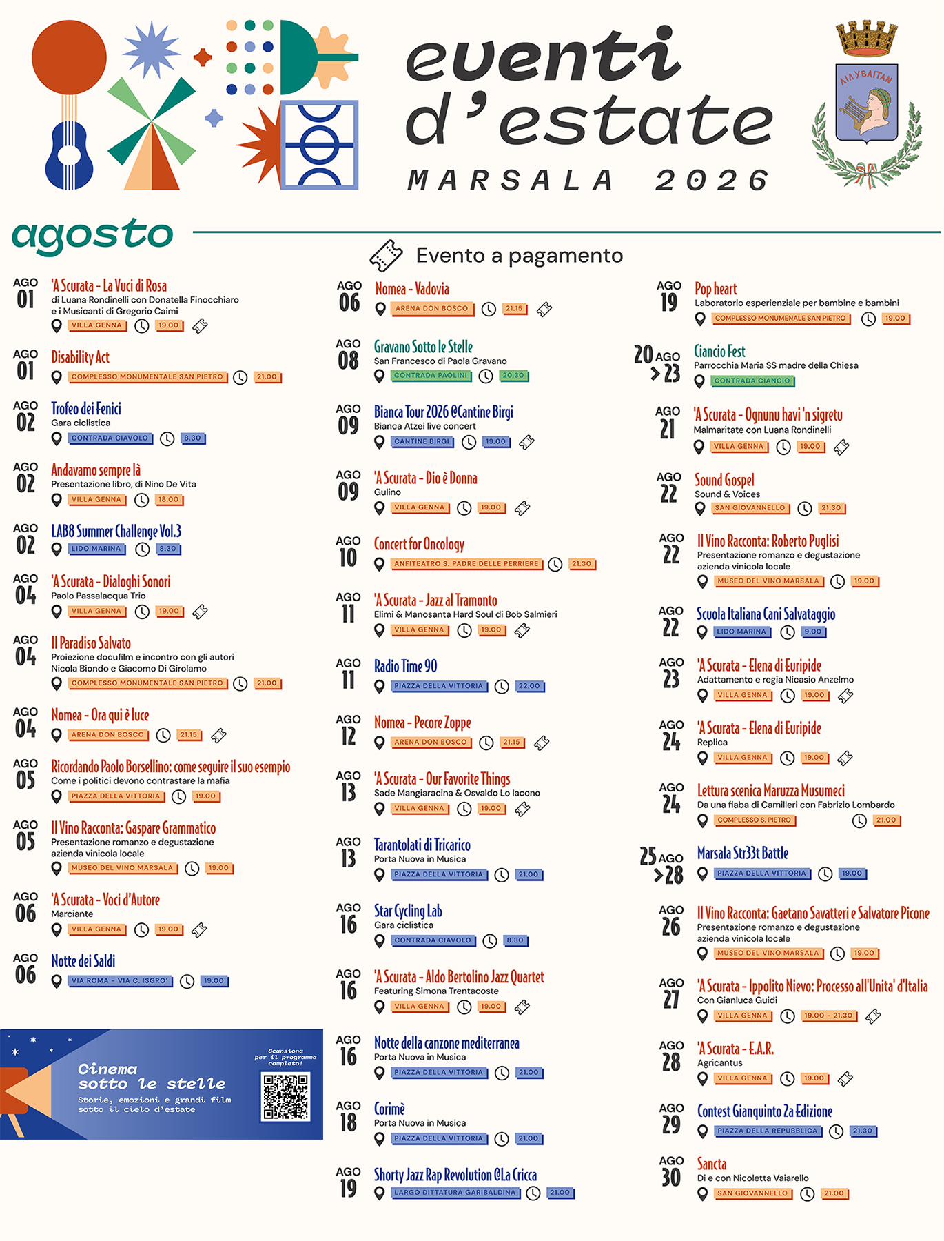 Programma Estate Marsala Agosto 2026 Programma Estate Marsala Agosto 2026 con eventi, spettacoli e manifestazioni estive