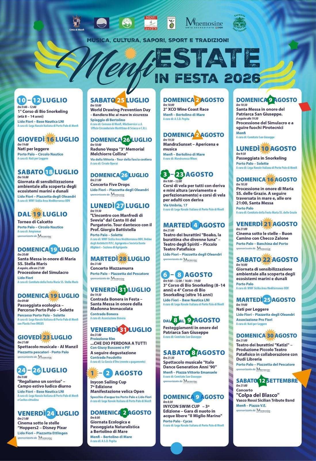 Programma Estate Menfi 2026 Programma Estate Menfi 2026 con eventi, spettacoli e manifestazioni estive