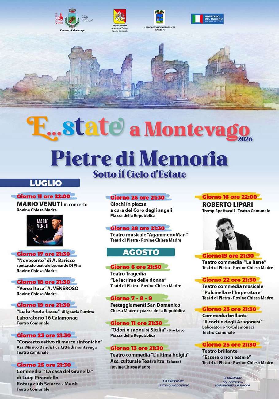 Programma Estate Montevago 2026 Programma Estate Montevago 2026 con eventi, spettacoli e manifestazioni estive