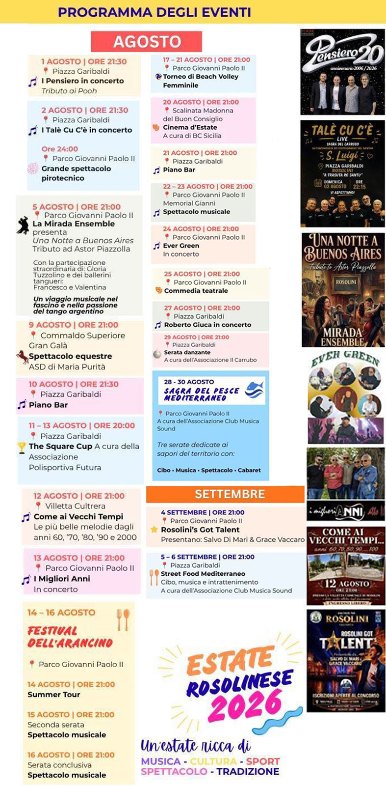 Programma Estate Rosolini 2026 Programma Estate Rosolini 2026 con eventi, spettacoli e manifestazioni estive