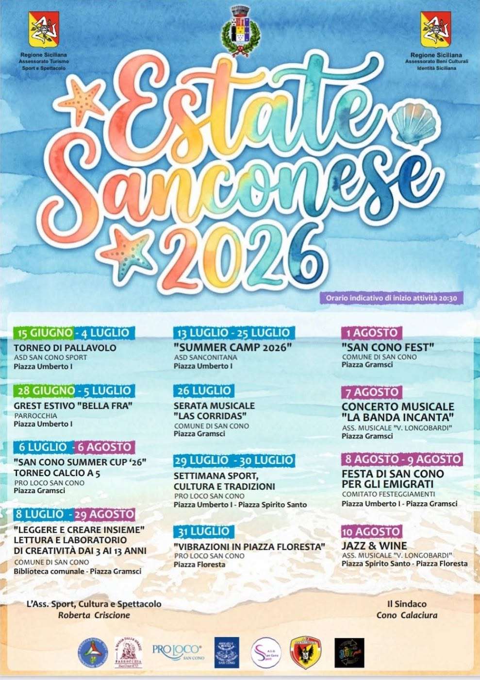 Programma Estate San Cono 2026 Programma Estate San Cono 2026 con eventi, spettacoli e manifestazioni estive