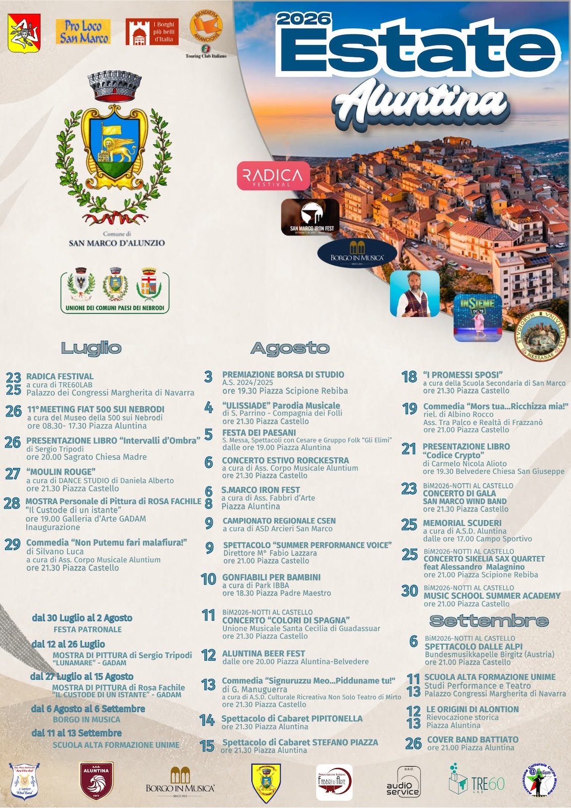 Programma Estate San Marco d’Alunzio 2026 Programma Estate San Marco d’Alunzio 2026 con eventi, spettacoli e manifestazioni estive