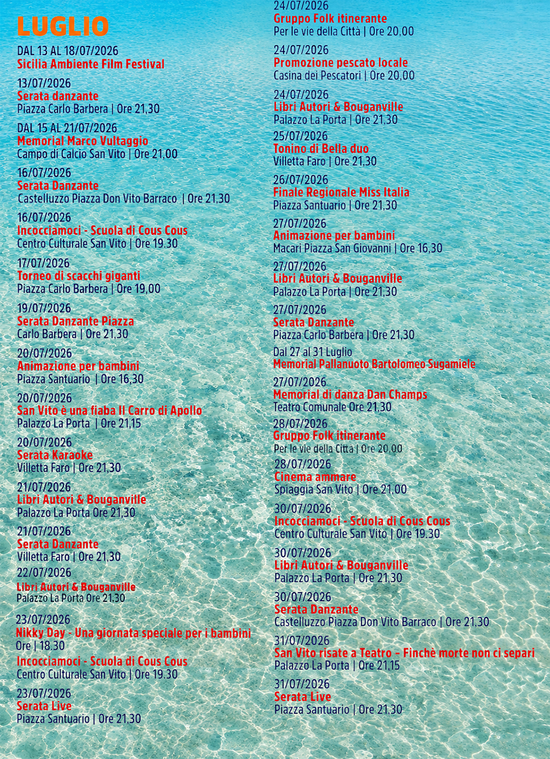 Programma Estate San Vito Lo Capo 2026 Programma Estate San Vito Lo Capo 2026 con eventi, spettacoli e manifestazioni estive