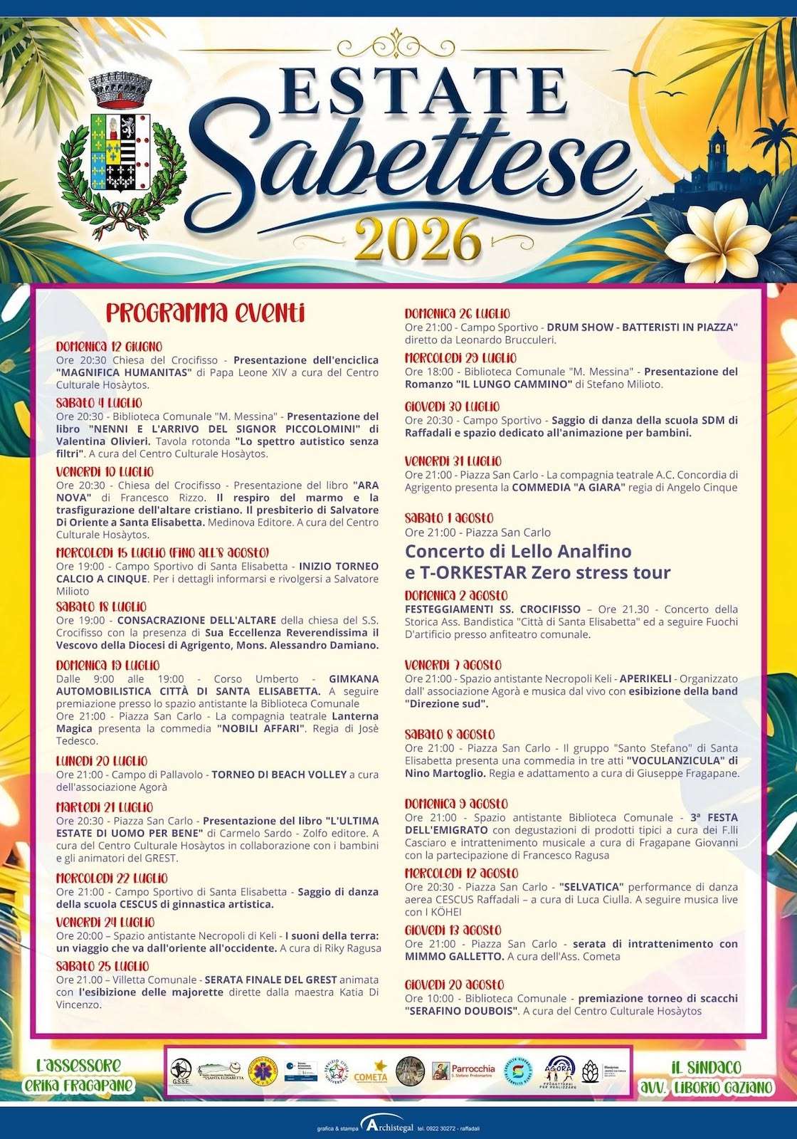 Programma Estate Santa Elisabetta 2026 Programma Estate Santa Elisabetta 2026 con eventi, spettacoli e manifestazioni estive