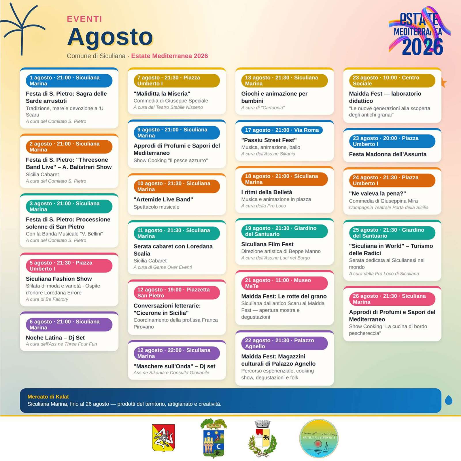 Programma Estate Siculiana Agosto 2026 Programma Estate Siculiana Agosto 2026 con eventi, spettacoli e manifestazioni estive