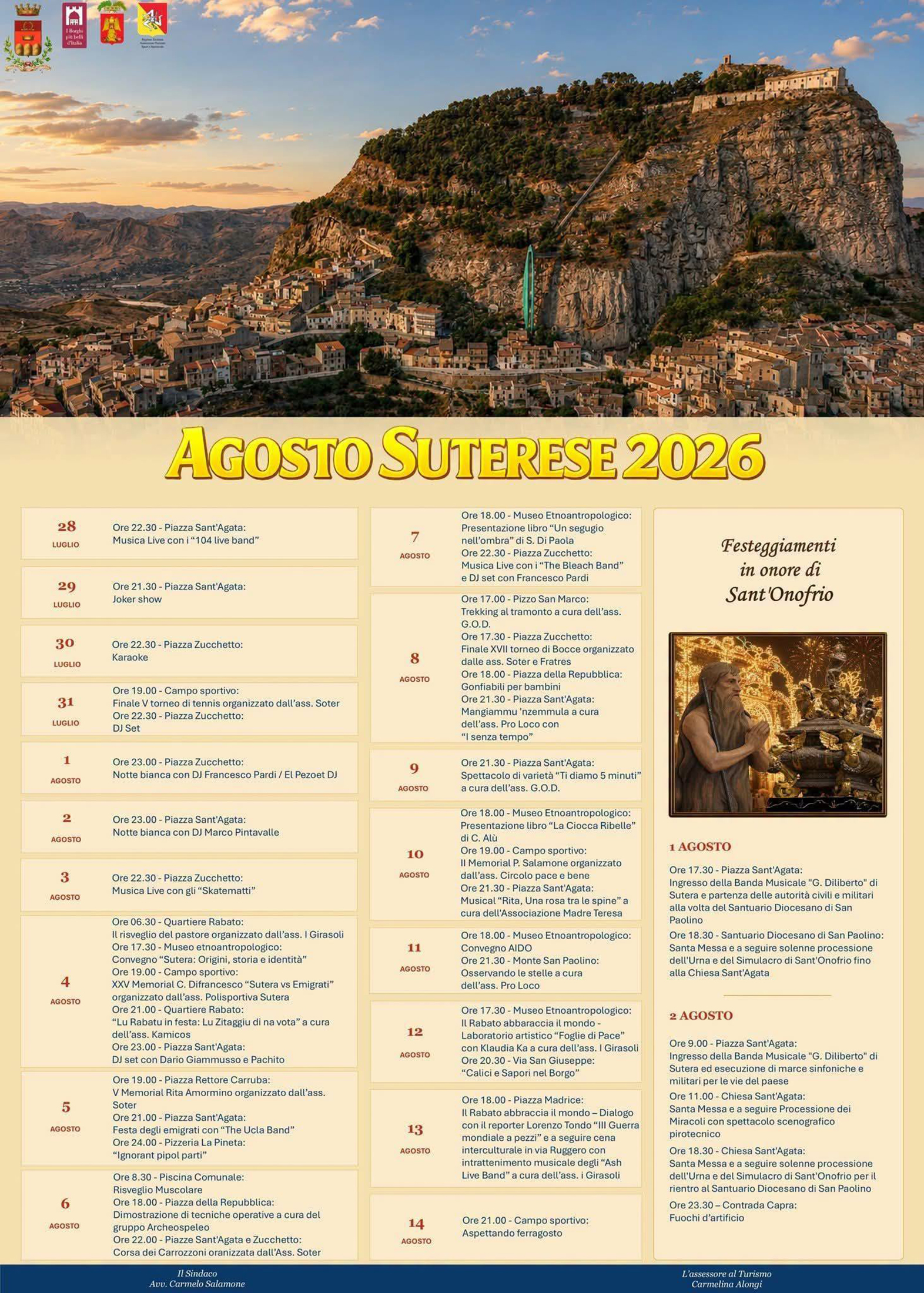 Programma Estate Sutera 2026 Programma Estate Sutera 2026 con eventi, spettacoli e manifestazioni estive