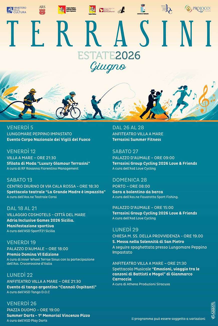 Programma Estate Terrasini Giugno 2026 Programma Estate Terrasini Giugno 2026 con eventi, spettacoli e manifestazioni estive