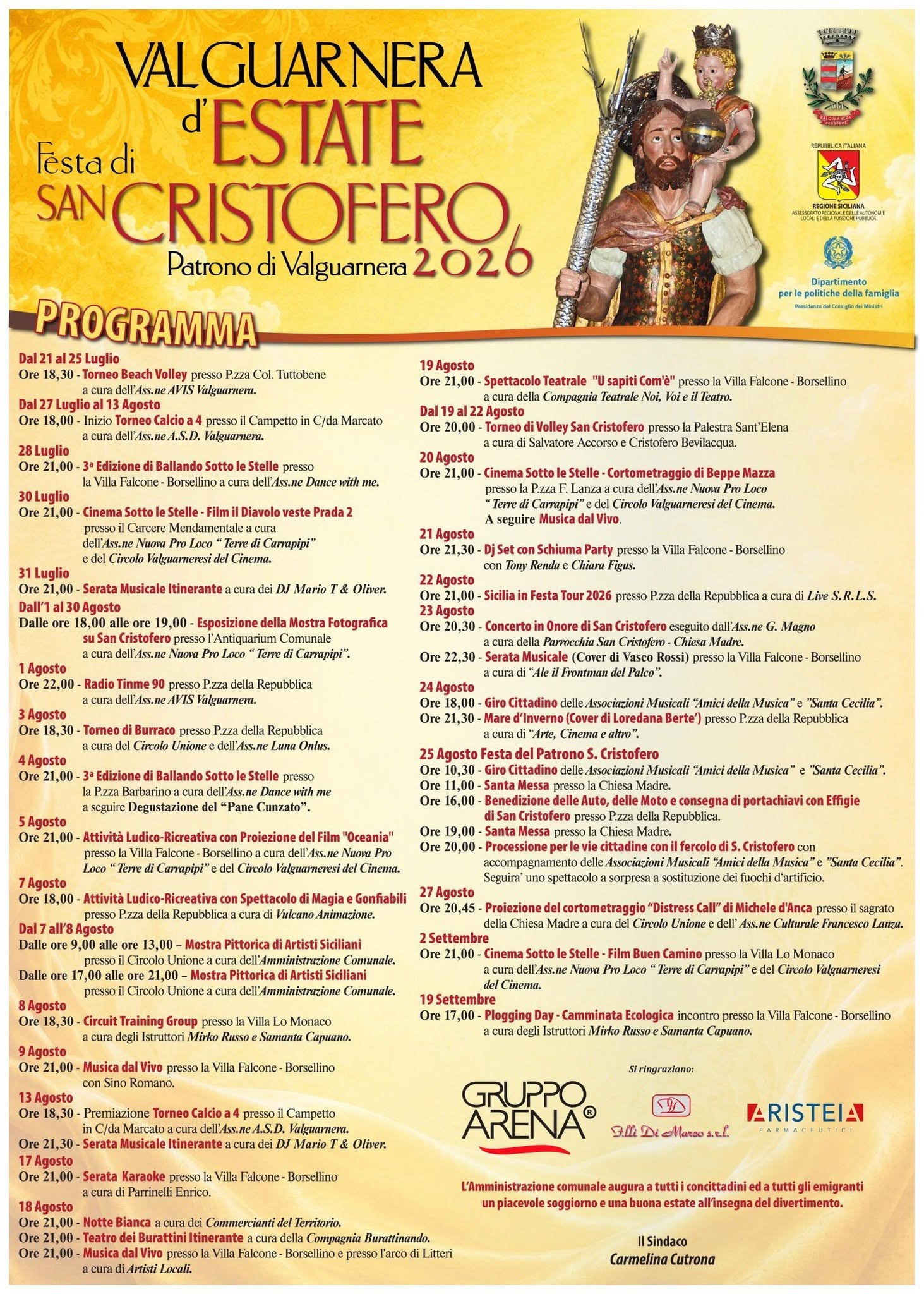 Programma Estate Valguarnera Caropepe 2026 Programma Estate Valguarnera Caropepe 2026 con eventi, spettacoli e manifestazioni estive