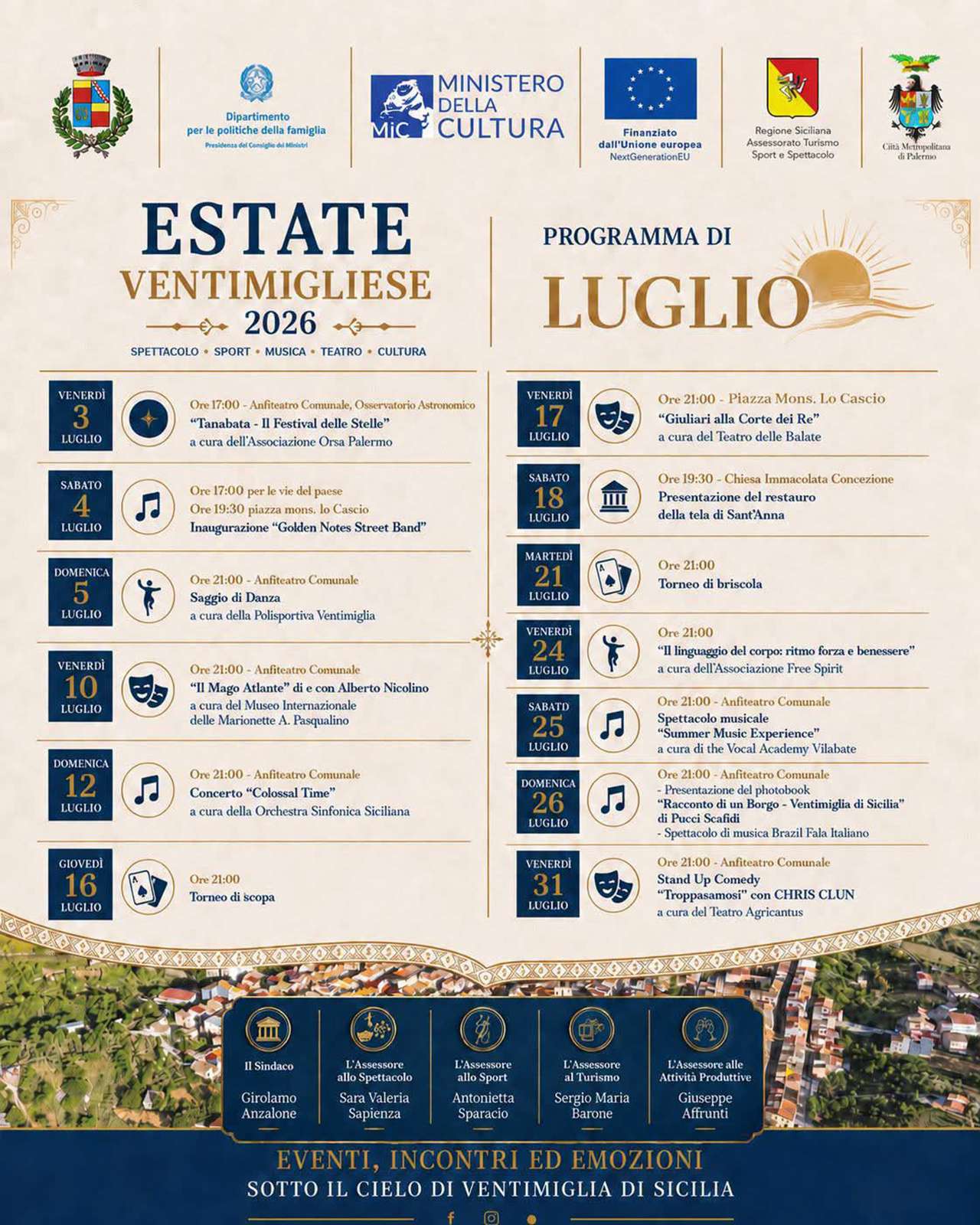 Programma Estate Ventimiglia di Sicilia Luglio 2026 Programma Estate Ventimiglia di Sicilia Luglio 2026 con eventi, spettacoli e manifestazioni estive