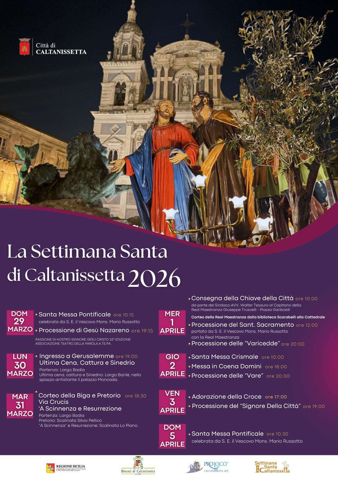 Settimana Santa Caltanissetta 2026 Pasqua | PROGRAMMA